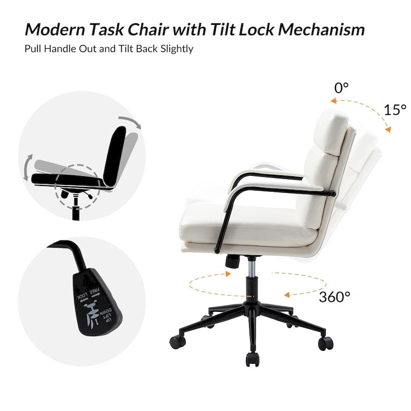 Chaise de bureau pivotante en similicuir avec inclinaison verrouillable, une place, multicolore
