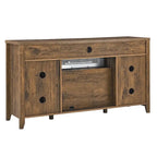 Meuble TV de 55 po avec foyer électrique, gris délavé / bois de grange recyclé, 1 personne