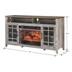 Meuble TV de 55 po avec foyer électrique, gris délavé / bois de grange recyclé, 1 personne