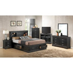 Lit de rangement traditionnel Queen en noir/cerise/blanc/gris/cappuccino pour 1 personne