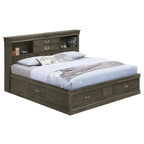 Lit de rangement traditionnel Queen en noir/cerise/blanc/gris/cappuccino pour 1 personne