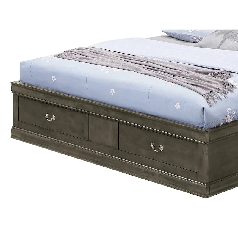 Lit de rangement traditionnel Queen en noir/cerise/blanc/gris/cappuccino pour 1 personne