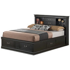 Lit de rangement traditionnel Queen en noir/cerise/blanc/gris/cappuccino pour 1 personne