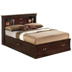 Lit de rangement traditionnel Queen en noir/cerise/blanc/gris/cappuccino pour 1 personne