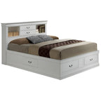 Lit de rangement traditionnel Queen en noir/cerise/blanc/gris/cappuccino pour 1 personne