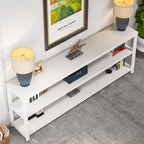 Table console à 3 niveaux marron/blanc/gris, pieds métalliques en X, assemblage par 1 personne