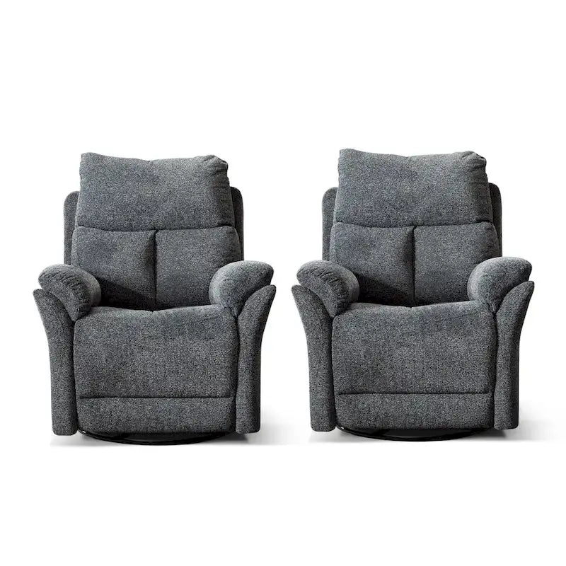 Fauteuil inclinable pivotant et à bascule en tissu gris/argenté/gris fumé, à inclinaison manuelle, une place