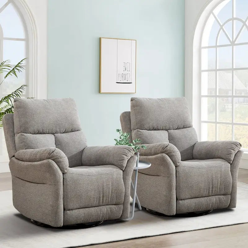 Fauteuil inclinable pivotant et à bascule en tissu gris/argenté/gris fumé, à inclinaison manuelle, une place
