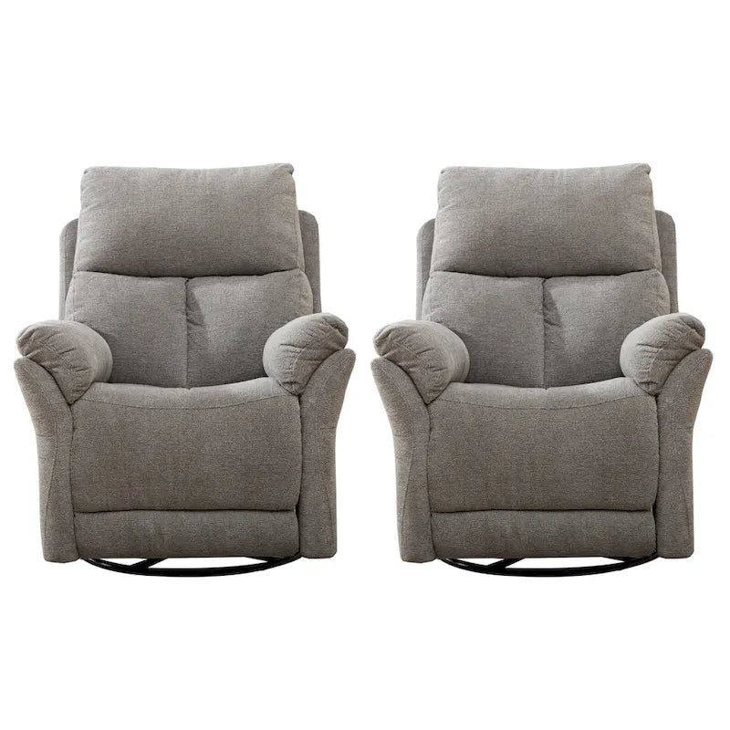 Fauteuil inclinable pivotant et à bascule en tissu gris/argenté/gris fumé, à inclinaison manuelle, une place