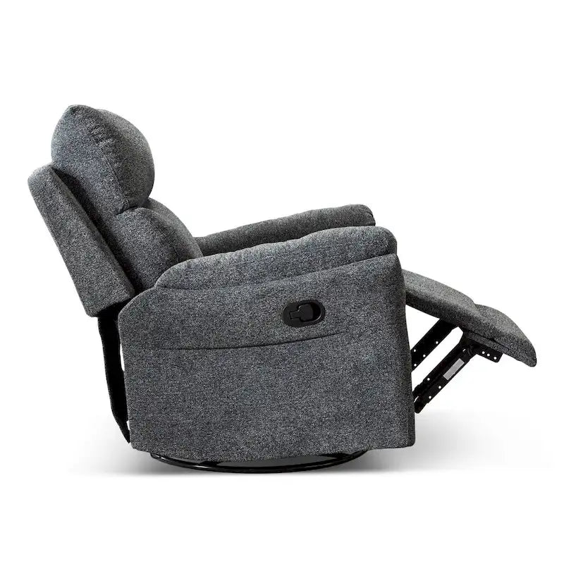 Fauteuil inclinable pivotant et à bascule en tissu gris/argenté/gris fumé, à inclinaison manuelle, une place