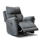 Fauteuil inclinable pivotant et à bascule en tissu gris/argenté/gris fumé, à inclinaison manuelle, une place