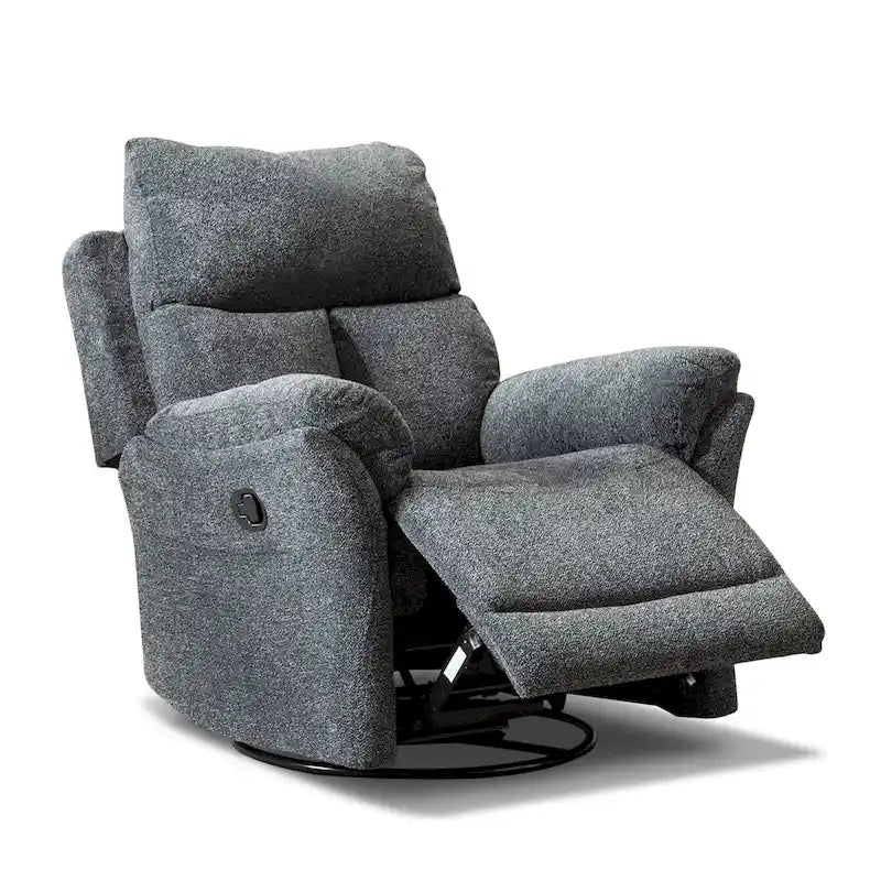 Fauteuil inclinable pivotant et à bascule en tissu gris/argenté/gris fumé, à inclinaison manuelle, une place