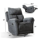 Fauteuil inclinable pivotant et à bascule en tissu gris/argenté/gris fumé, à inclinaison manuelle, une place