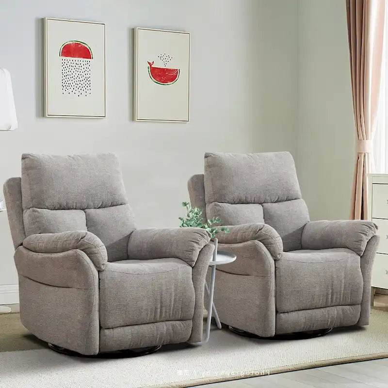 Fauteuil inclinable pivotant et à bascule en tissu gris/argenté/gris fumé, à inclinaison manuelle, une place