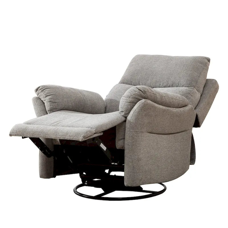 Fauteuil inclinable pivotant et à bascule en tissu gris/argenté/gris fumé, à inclinaison manuelle, une place