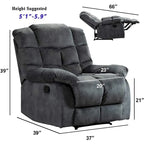 Fauteuil inclinable manuel gris/daim/marron, une place