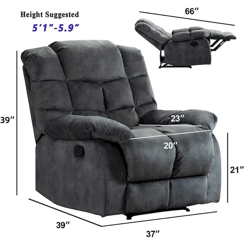Fauteuil inclinable manuel gris/daim/marron, une place