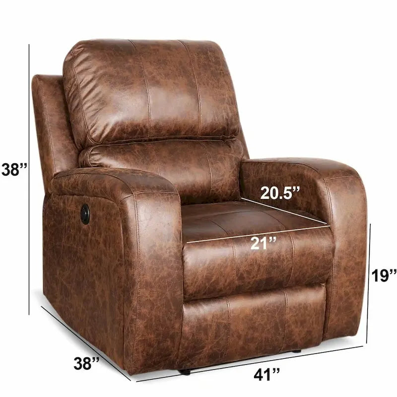 Fauteuil inclinable manuel gris/daim/marron, une place