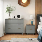 Ensemble commode et table de chevet 2 pièces – Style nervuré moderne, 6 couleurs, 1 chambre