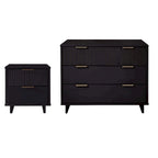 Ensemble commode et table de chevet 2 pièces – Style nervuré moderne, 6 couleurs, 1 chambre