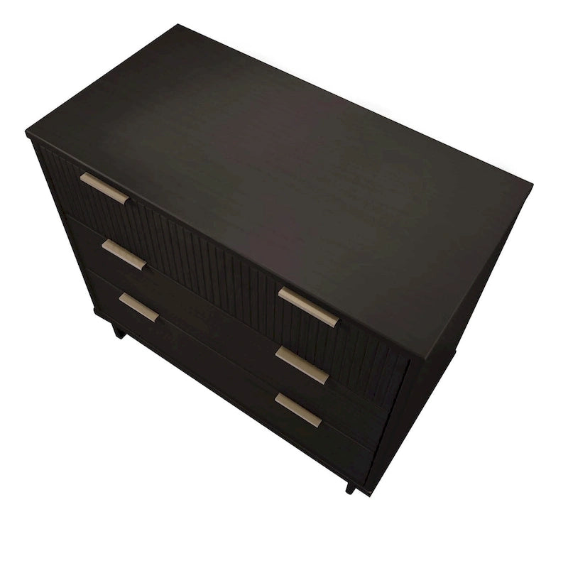 Ensemble commode et table de chevet 2 pièces – Style nervuré moderne, 6 couleurs, 1 chambre