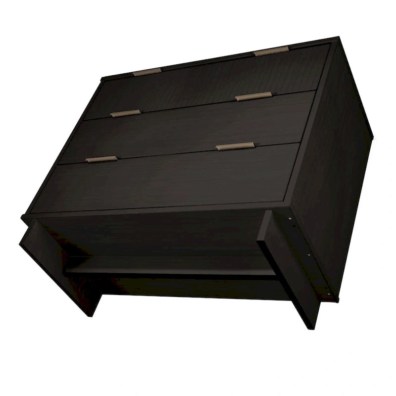Ensemble commode et table de chevet 2 pièces – Style nervuré moderne, 6 couleurs, 1 chambre