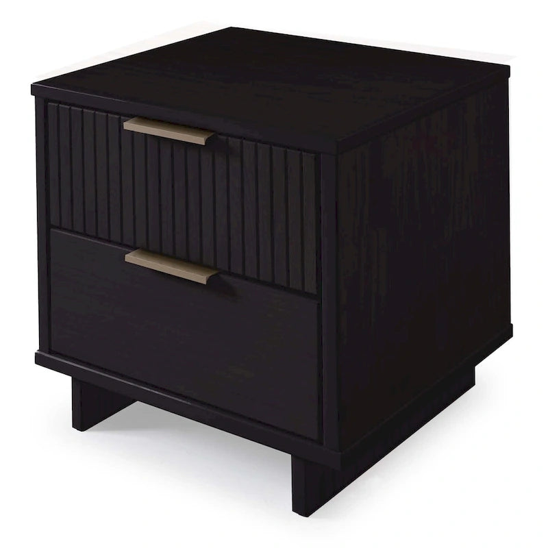 Ensemble commode et table de chevet 2 pièces – Style nervuré moderne, 6 couleurs, 1 chambre