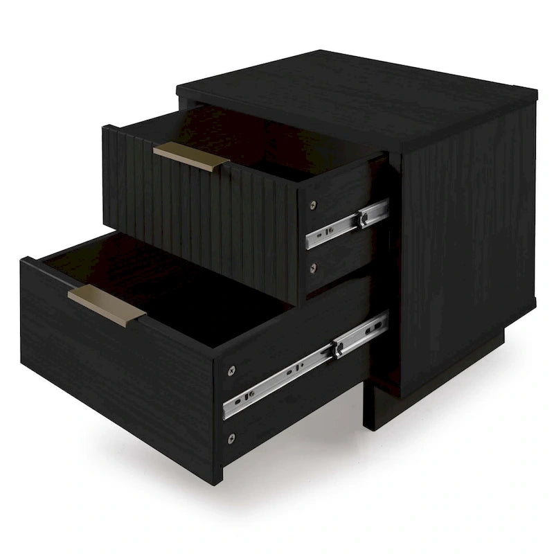 Ensemble commode et table de chevet 2 pièces – Style nervuré moderne, 6 couleurs, 1 chambre