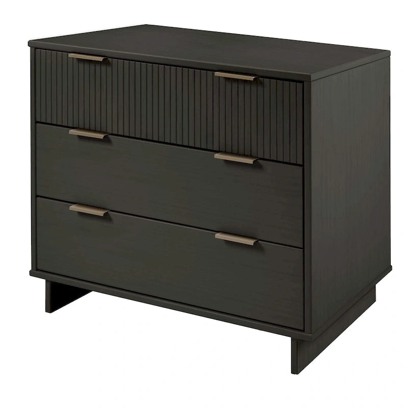 Ensemble commode et table de chevet 2 pièces – Style nervuré moderne, 6 couleurs, 1 chambre