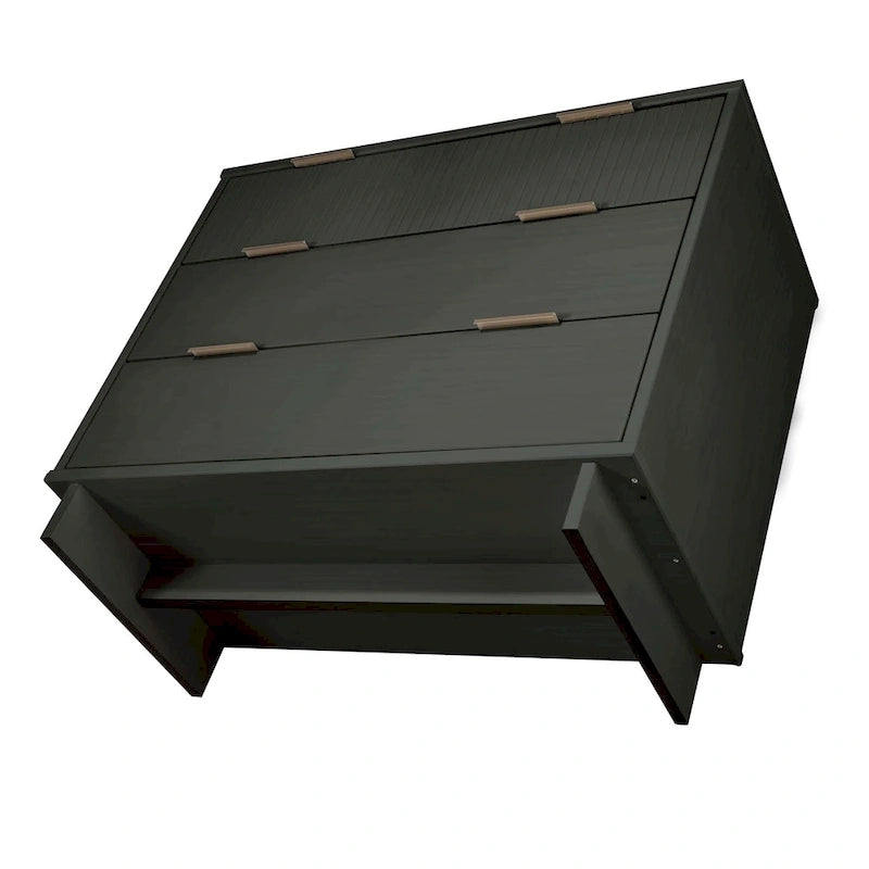 Ensemble commode et table de chevet 2 pièces – Style nervuré moderne, 6 couleurs, 1 chambre