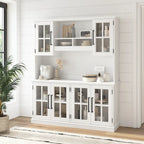 Buffet en frêne blanc 60 W avec huche de rangement, style ferme moderne, 1 personne