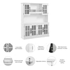 Buffet en frêne blanc 60 W avec huche de rangement, style ferme moderne, 1 personne