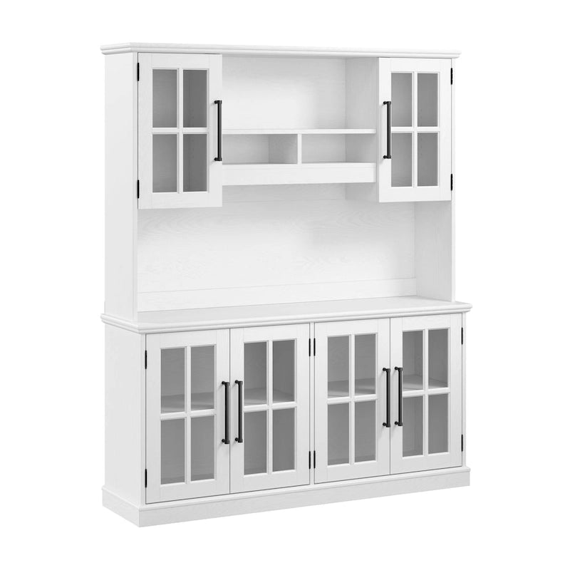 Buffet en frêne blanc 60 W avec huche de rangement, style ferme moderne, 1 personne