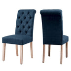 Chaise de salle à manger Parsons en lin capitonné, lot de 2 – Gris clair / Bleu marine / Gris foncé