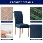 Chaise de salle à manger Parsons en lin capitonné, lot de 2 – Gris clair / Bleu marine / Gris foncé