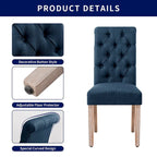 Chaise de salle à manger Parsons en lin capitonné, lot de 2 – Gris clair / Bleu marine / Gris foncé