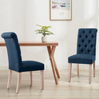 Chaise de salle à manger Parsons en lin capitonné, lot de 2 – Gris clair / Bleu marine / Gris foncé