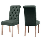 Chaise de salle à manger Parsons en lin capitonné, lot de 2 – Gris clair / Bleu marine / Gris foncé
