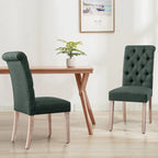 Chaise de salle à manger Parsons en lin capitonné, lot de 2 – Gris clair / Bleu marine / Gris foncé