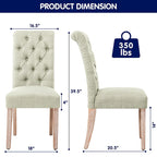 Chaise de salle à manger Parsons en lin capitonné, lot de 2 – Gris clair / Bleu marine / Gris foncé