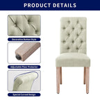 Chaise de salle à manger Parsons en lin capitonné, lot de 2 – Gris clair / Bleu marine / Gris foncé