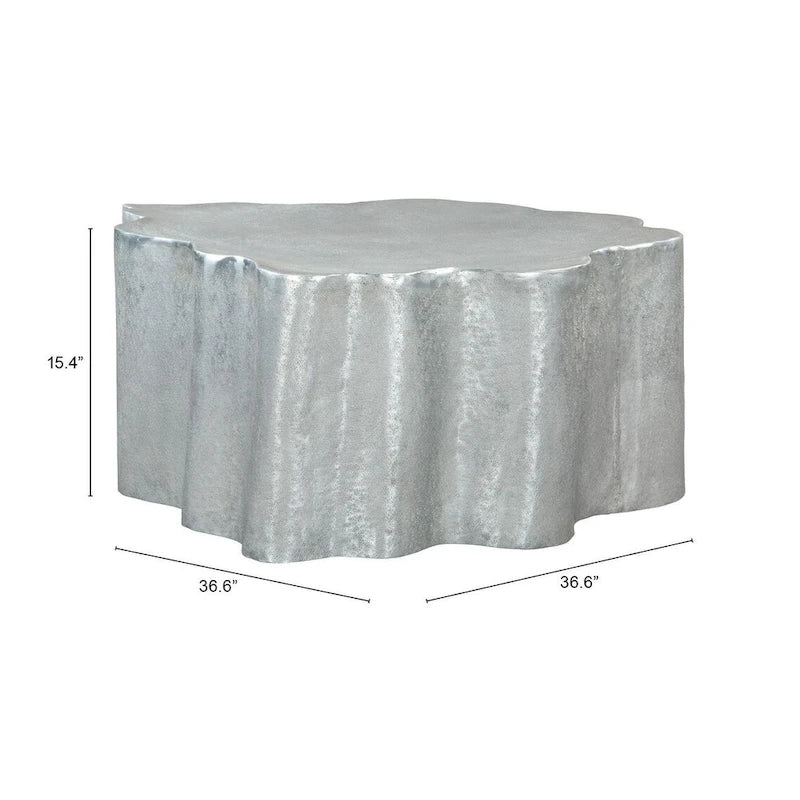 Table basse ronde en argent antique, style moderne, 1 personne