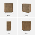 Commode cannelée à 3 tiroirs en noyer naturel / chêne doré / chêne noir, 1 personne