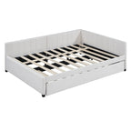 Lit de repos rembourré pleine taille gris/rose/jaune/beige avec lit gigogne double, 2 couchages