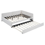 Lit de repos rembourré pleine taille gris/rose/jaune/beige avec lit gigogne double, 2 couchages