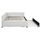Lit de repos rembourré pleine taille gris/rose/jaune/beige avec lit gigogne double, 2 couchages