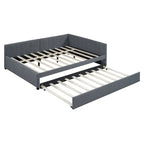 Lit de repos rembourré pleine taille gris/rose/jaune/beige avec lit gigogne double, 2 couchages