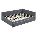 Lit de repos rembourré pleine taille gris/rose/jaune/beige avec lit gigogne double, 2 couchages