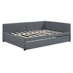 Lit de repos rembourré pleine taille gris/rose/jaune/beige avec lit gigogne double, 2 couchages
