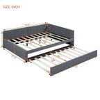 Lit de repos rembourré pleine taille gris/rose/jaune/beige avec lit gigogne double, 2 couchages
